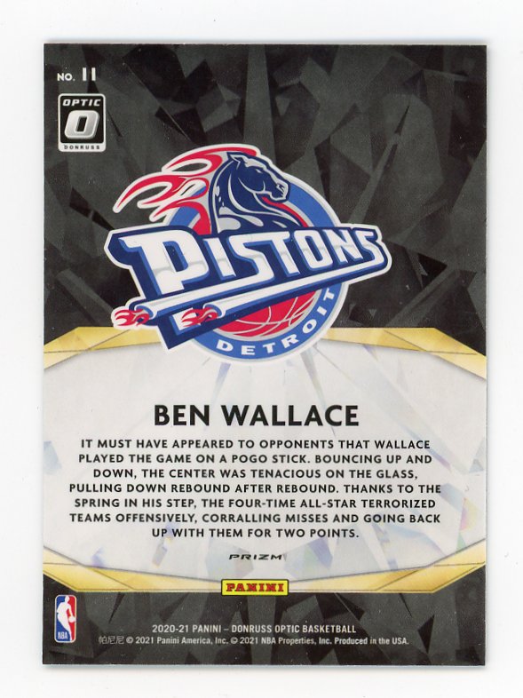 2020-2021 Ben Wallace Winner Stays Refractor Donruss Optic Detroit Pistons # 11