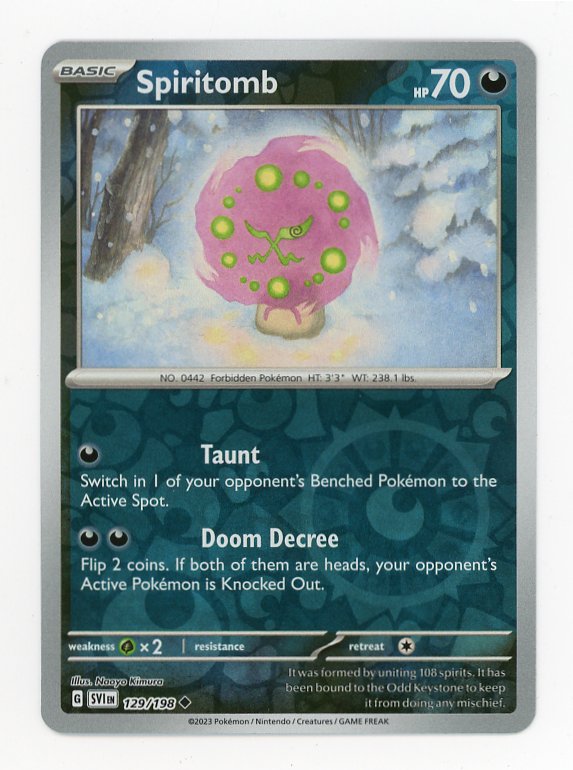 Spiritomb 129/198 Pokemon Reverse Holo 2023 Scarlet And Violet