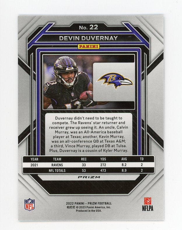 2022 Devin Duvernay Rookie Refractor Panini Baltimore Ravens # 22