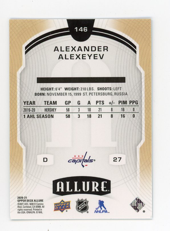 2020-2021 Alexander Alexeyev Rookie Blue Allure Washington Capitals # 146