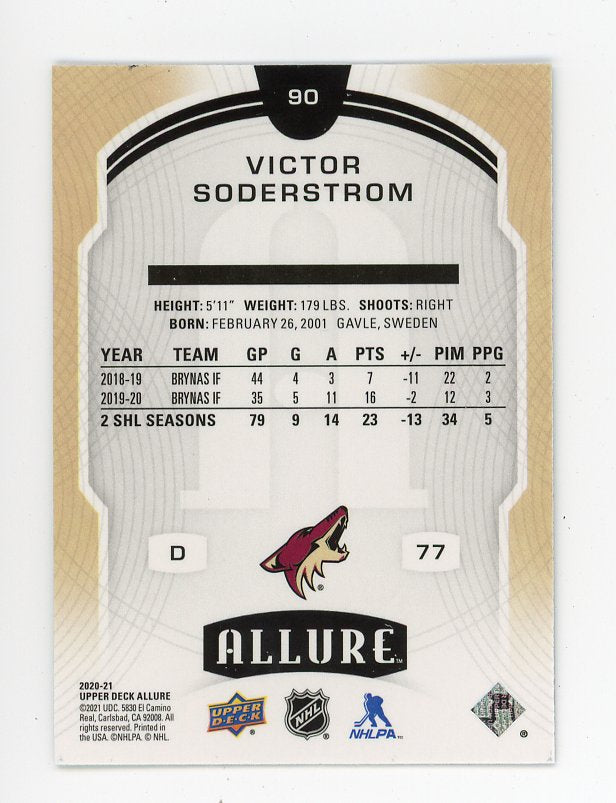 2020-2021 Victor Soderstrom Rookie Allure Arizona Coyotes # 90