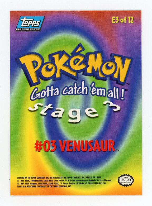 1999 Venusaur E3 Of 12 Non Holo Pokemon Movie Edition