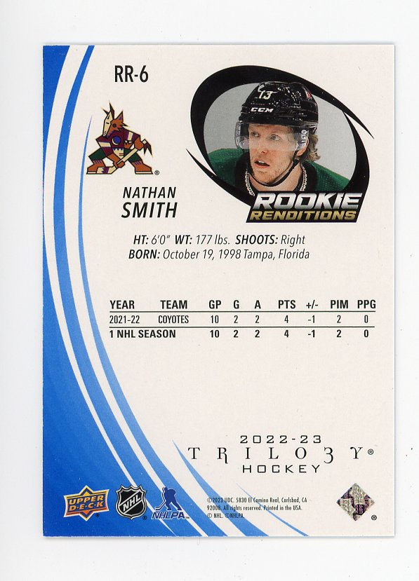 2022-2023 Nathan Smith Rookie Renditions #D /399 Trilogy Arizona Coyotes # RR-6