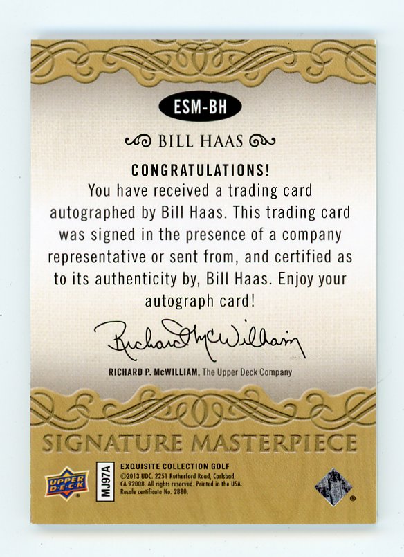 2013 Bill Haas Signature Masterpieces Exquisite # ESM-BH