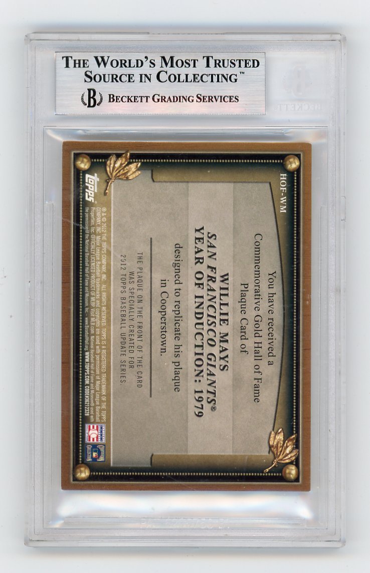 2012 Willie Mays Gold Hall Of Fame Plaque Topps Update San Francisco Giants # HOF-WM