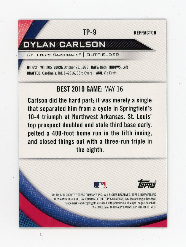 2020 Dylan Carlson Refractor Bowman Best St.Louis Cardinals # TP-9