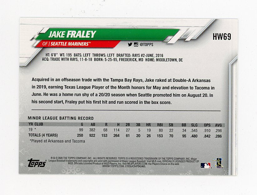 2020 Jake Fraley Rookie Holiday Topps Seattle Mariners # HW69