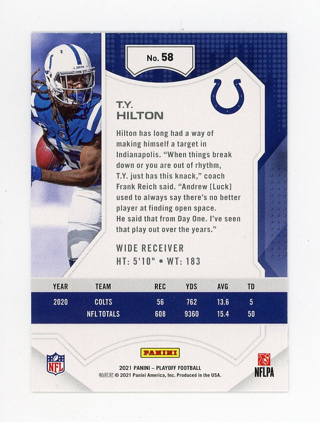 2021 T.Y. Hilton Rookie Goal Line Playoff Indianapolis Colts # 58