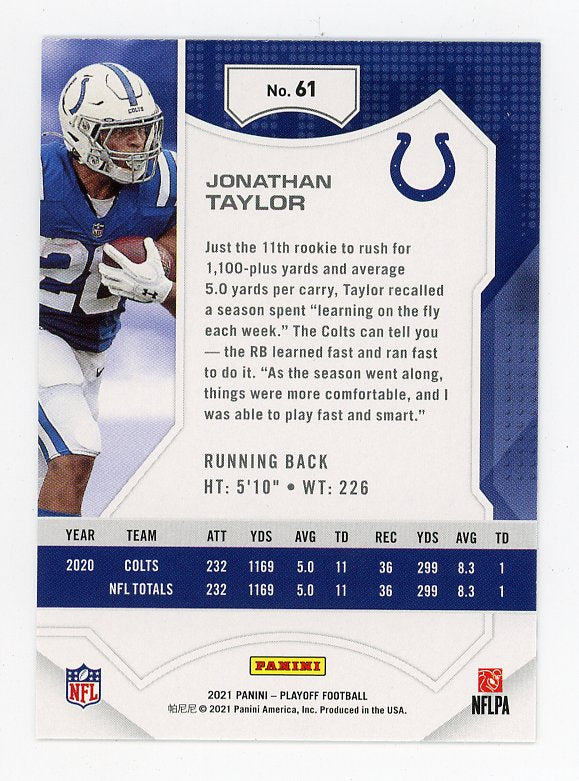 2021 Jonathan Taylor Goal Line Playoff Indianapolis Colts # 61