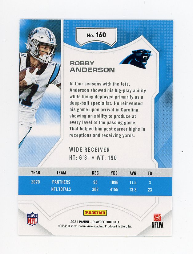 2021 Robby Anderson Goal Line Playoff Carolina Panthers # 160
