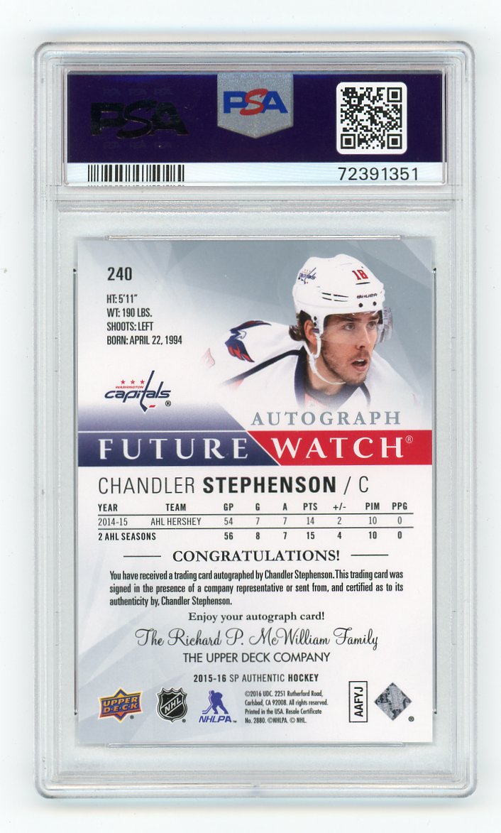2015-2016 Chandler Stephenson Future Watch Inscribed #D /999 SP Authentic Washington Capitals # 240