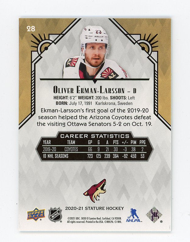 2020-2021 Oliver Ekman -Larsson Base Stature Arizona Coyotes # 28