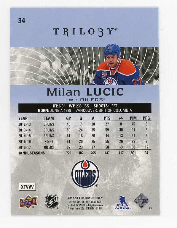 2017-2018 Milan Lucic #D /999 Trilogy Edmonton Oilers # 34