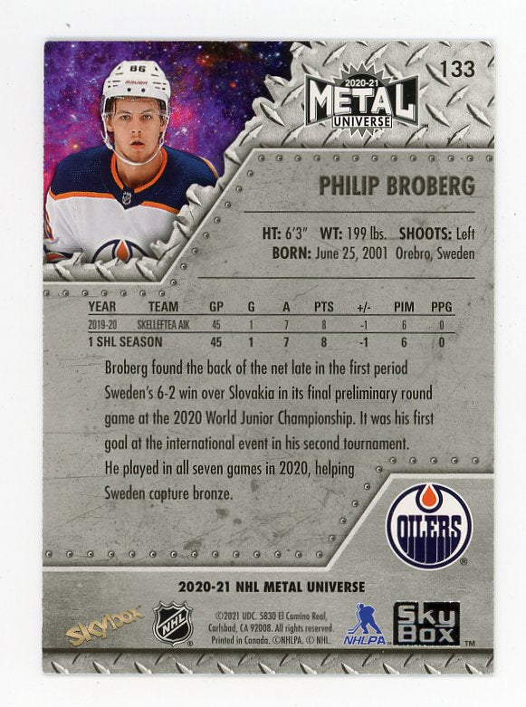 2020-2021 Philip Broberg Rookie Metal Universe Edmonton Oilers # 133