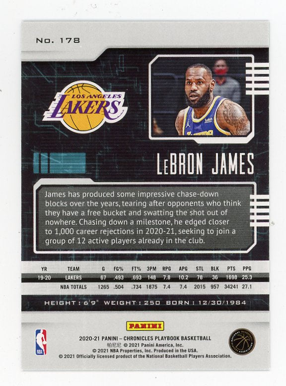 2020-2021 Lebron James Panini Playbook Los Angeles Lakers # 178