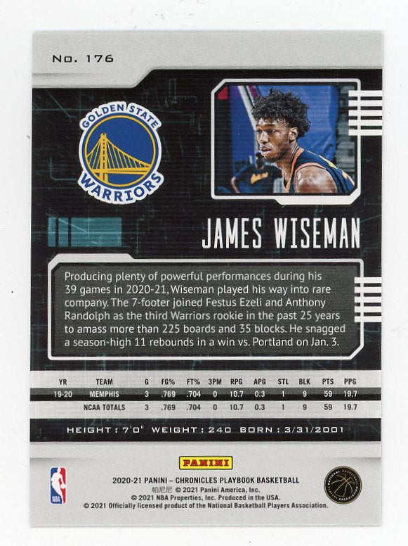 2020-2021 James Wiseman Rookie Playbook Golden State Warriors # 176