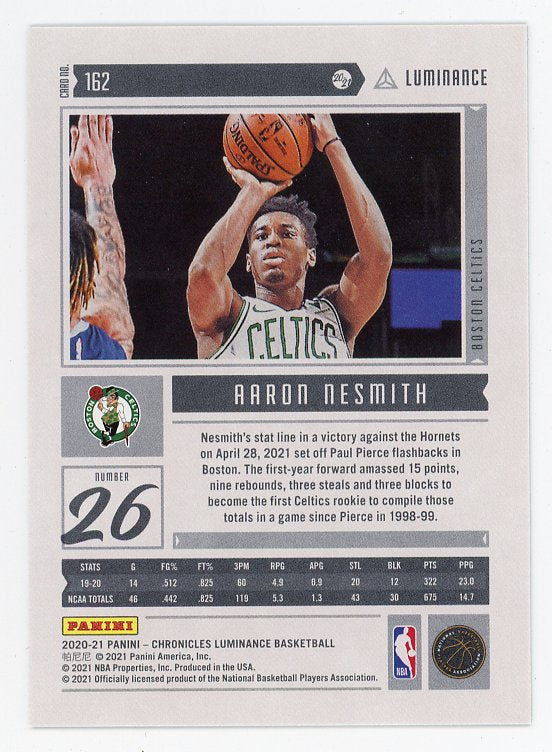 2020-2021 Aaron Nesmith Rookie Luminance Boston Celtics # 162