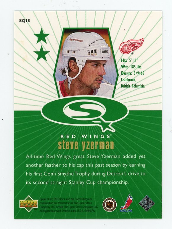 1998-1999 Steve Yzerman Green Starquest Upper Deck Detroit Red Wings # SQ18