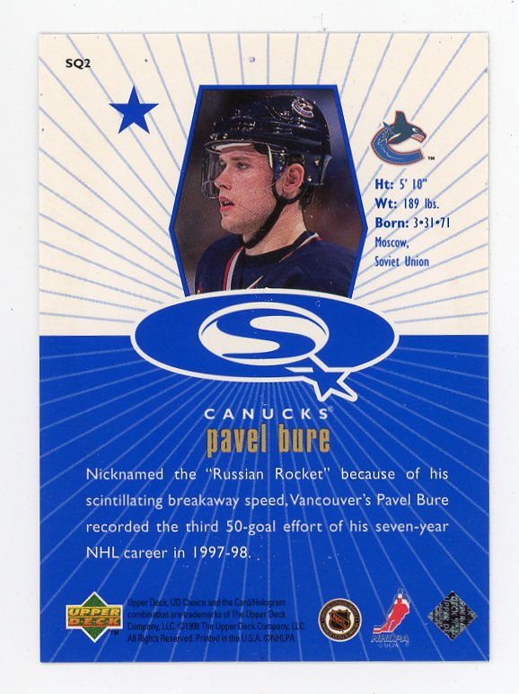 1997-1998 Pavel Bure Starquest Blue Upper Deck Vancouver Canucks # SQ2