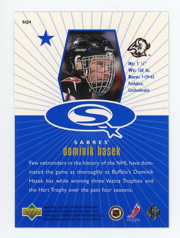 1997-1998 Dominik Hasek Blue Starquest Upper Deck Buffalo Sabres # SQ4