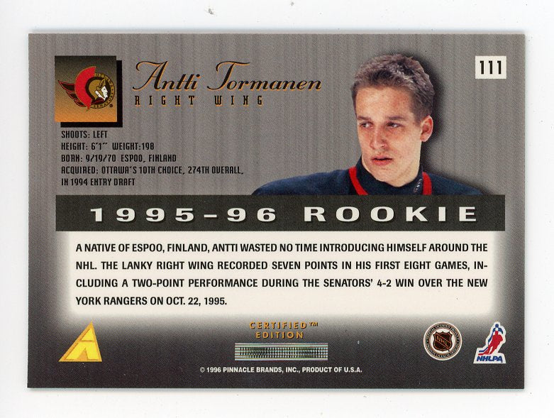1995-1996 Antti Tormanen Rookie Select Ottawa Senators # 111