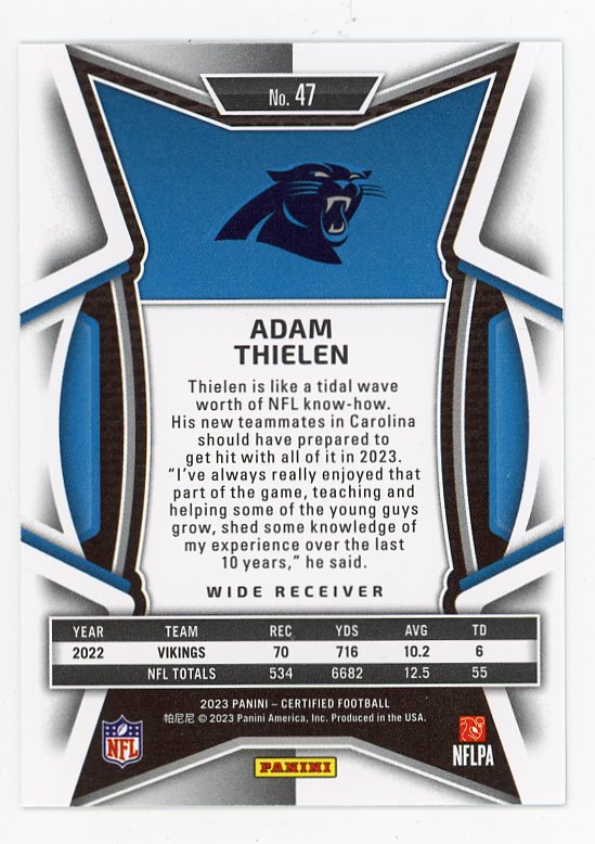 2023 Adam Thielen #D /275 Certified Carolina Panthers # 47