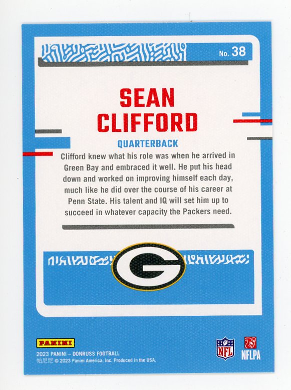 2023 Sean Clifford Rated Rookie Portrait Donruss Green Bay Packers # 38