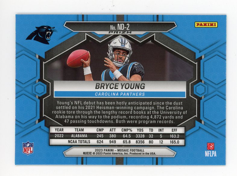2023 Bryce Young Green Prizm Mosaic Carolina Panthers # ND-2