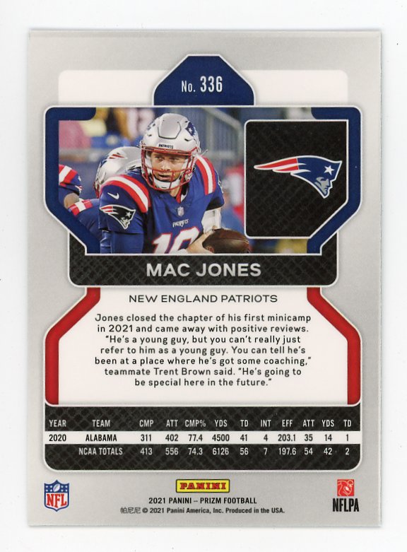 2021 Mac Jones Rookie Panini New England Patriots # 336