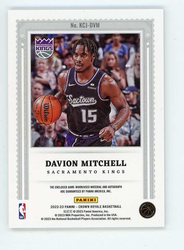 2022-2023 Davion Mitchell Kings Court Auto #D /99 Panini Sacramento Kings # KCJ-DVM