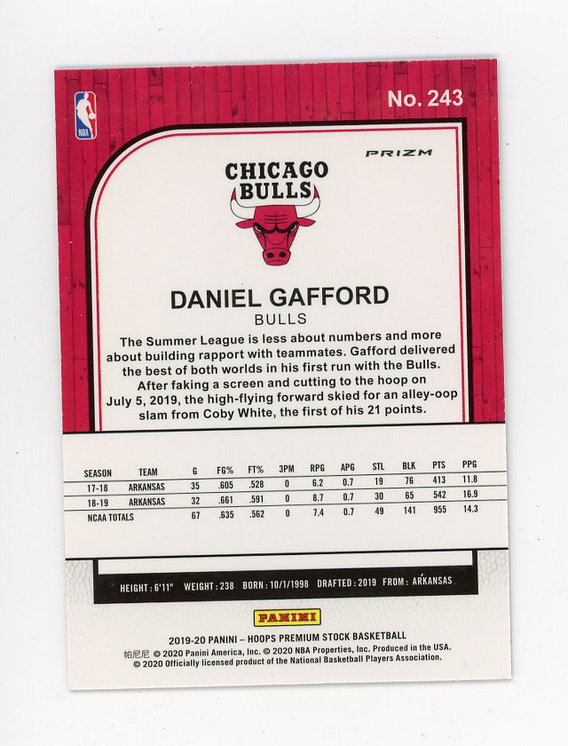2019-2020 Daniel Gafford Silver Flash Premium Stock Chicago Bulls # 243