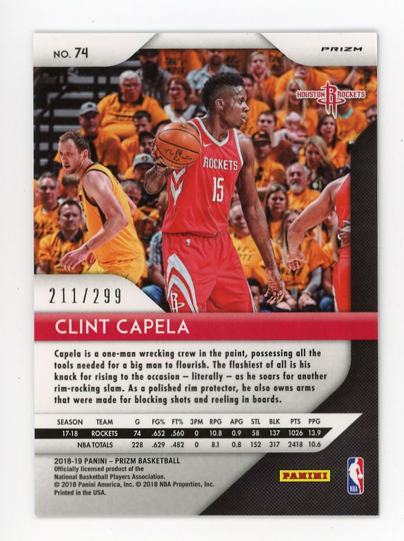 2018-2019 Clint Capela Red Prizm Panini Houston Rockets # 74