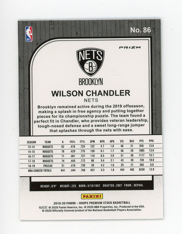 2019-2020 Wilson Chandler Silver Flash Premium Stock Brooklyn Nets # 86