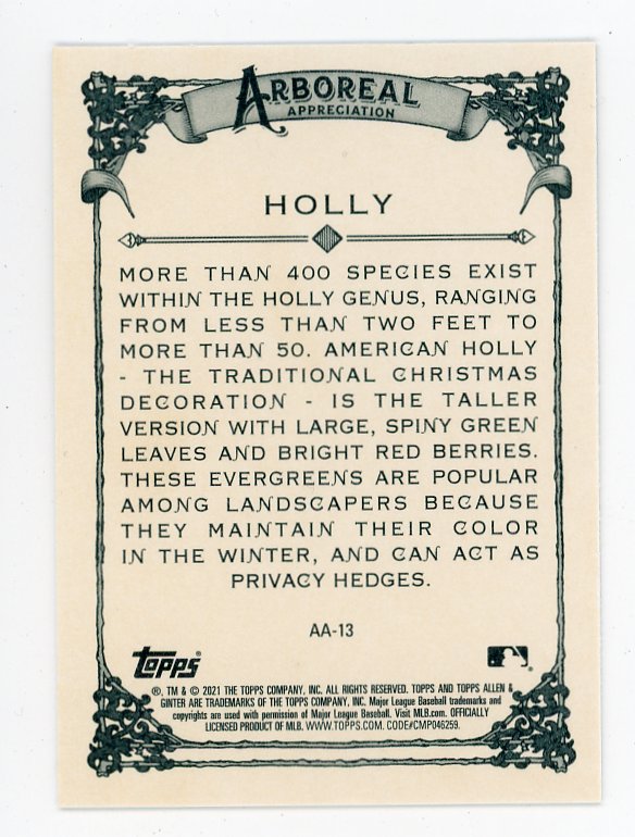 2021 Holly Arboreal Appreciation Allen & Ginter # AA-13