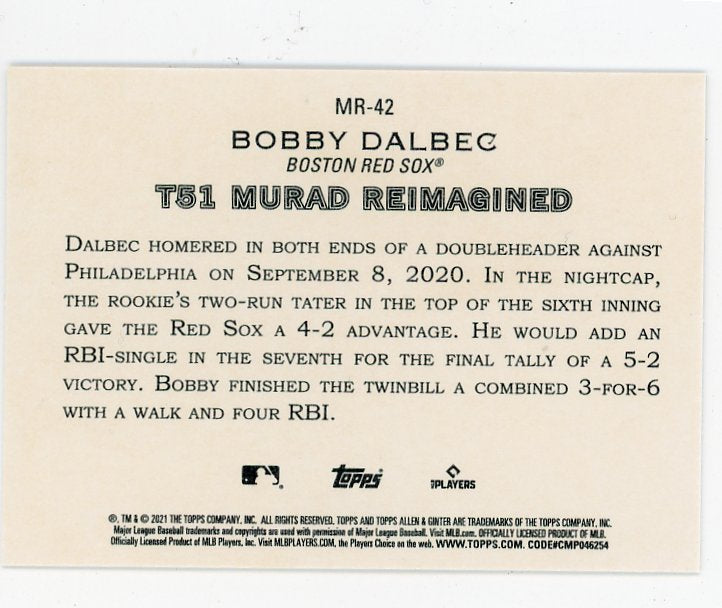 2021 Bobby Dalbec Murad Reimagined Allen & Ginter Boston Red Sox # MR-42