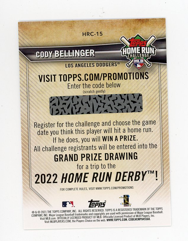 2021 Cody Bellinger Home Run Challenge Los Angeles Dodgers # HRC-15
