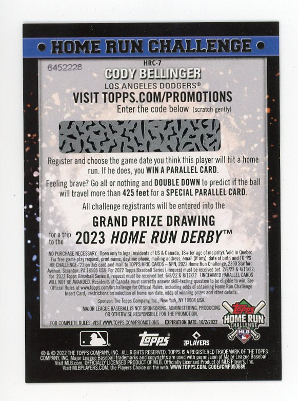 2022 Cody Bellinger Home Run Challenge Los Angeles Dodgers # HRC-7