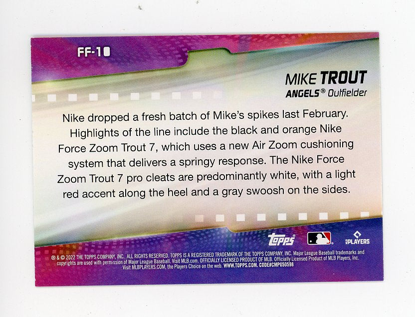 2022 Mike Trout Flashiest Feet Topps Los Angeles Angels # FF-10