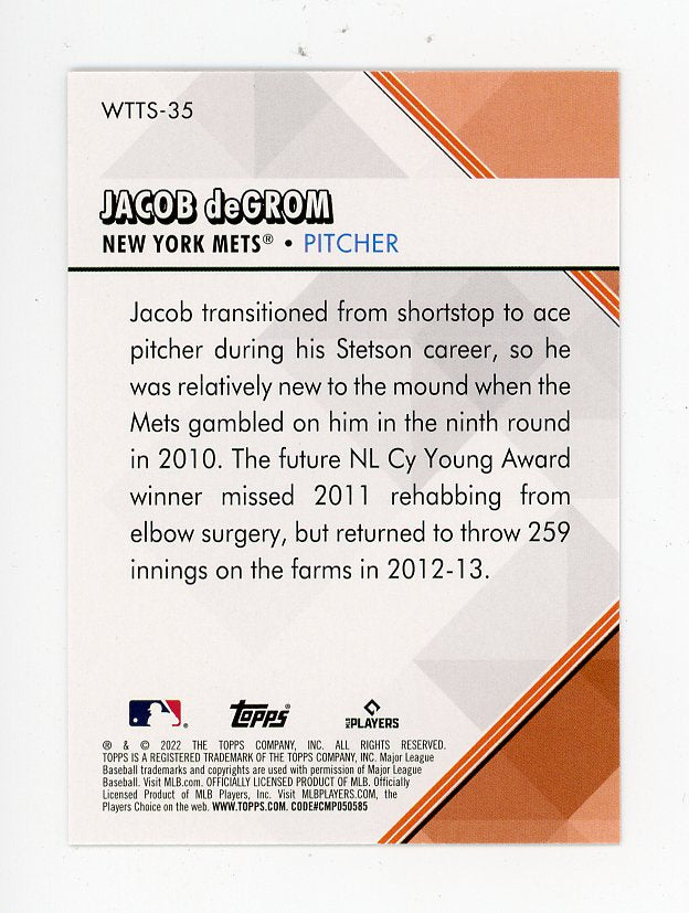 2022 Jacob Degrom Welcome To The Show Topps New York Mets # WTTS-35