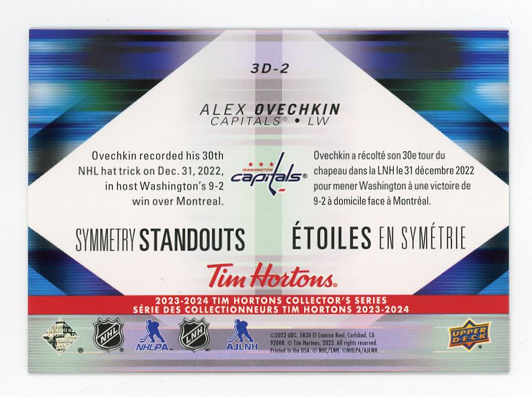 2023-2024 Alex Ovechkin Symmetry Standouts Tim Hortons Washington Capitals # 3D-2