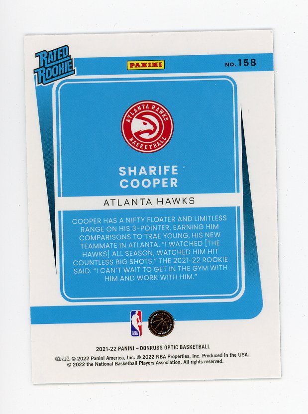 2021-2022 Sharife Cooper Rated Rookie Donruss Optic Atlanta Hawks # 158