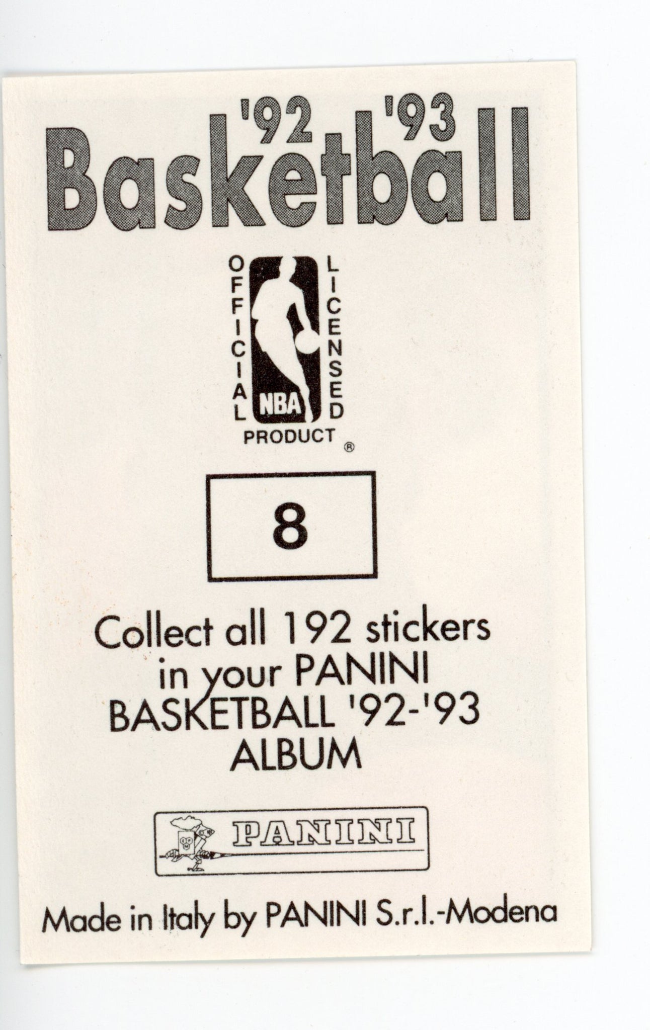 Duane Cooper Panini 1992-1993 Basketball Sticker Los Angeles Lakers #8