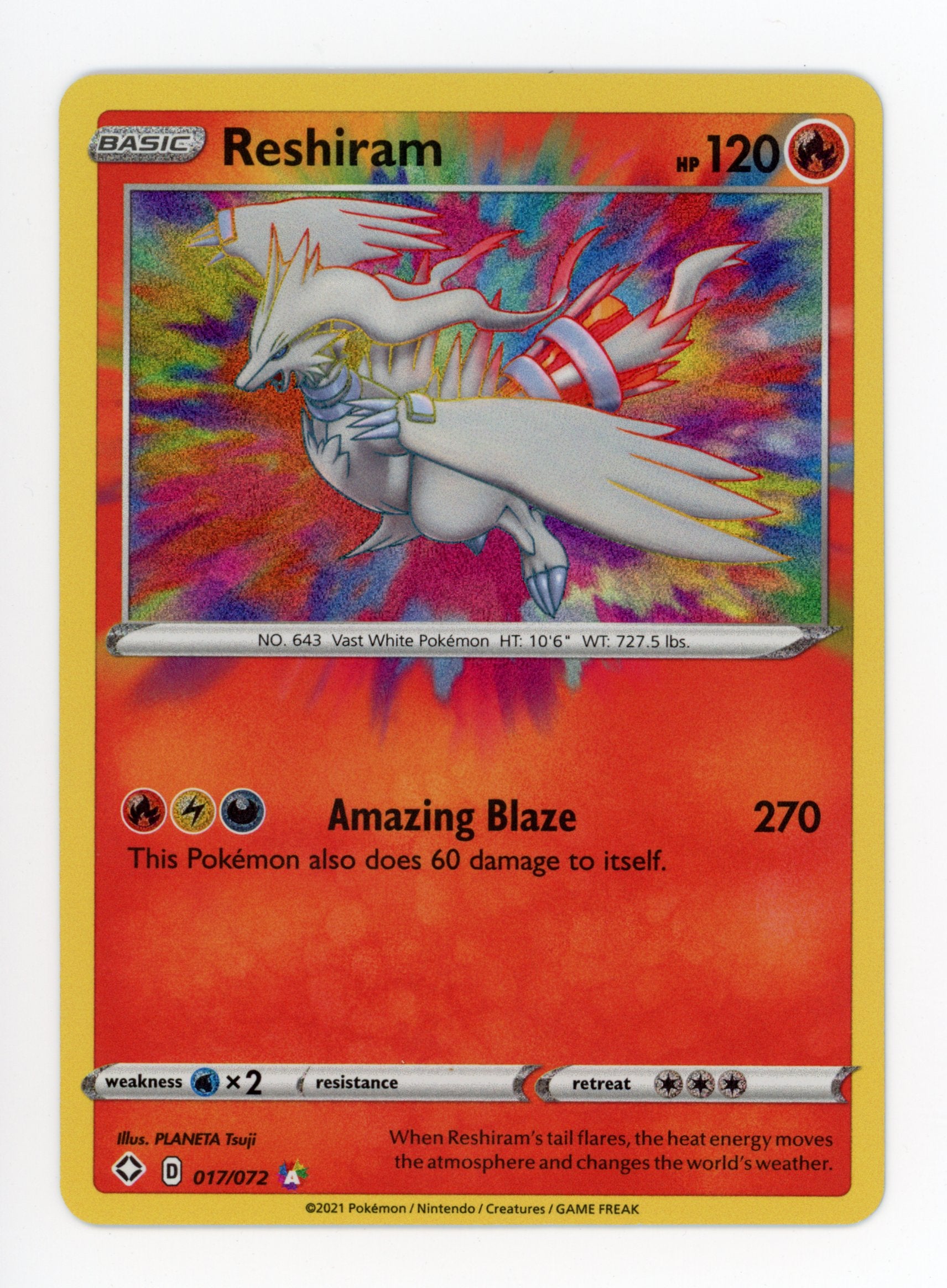 Reshiram 017/072 Pokemon Amazing Rare 2021 Shining Fates