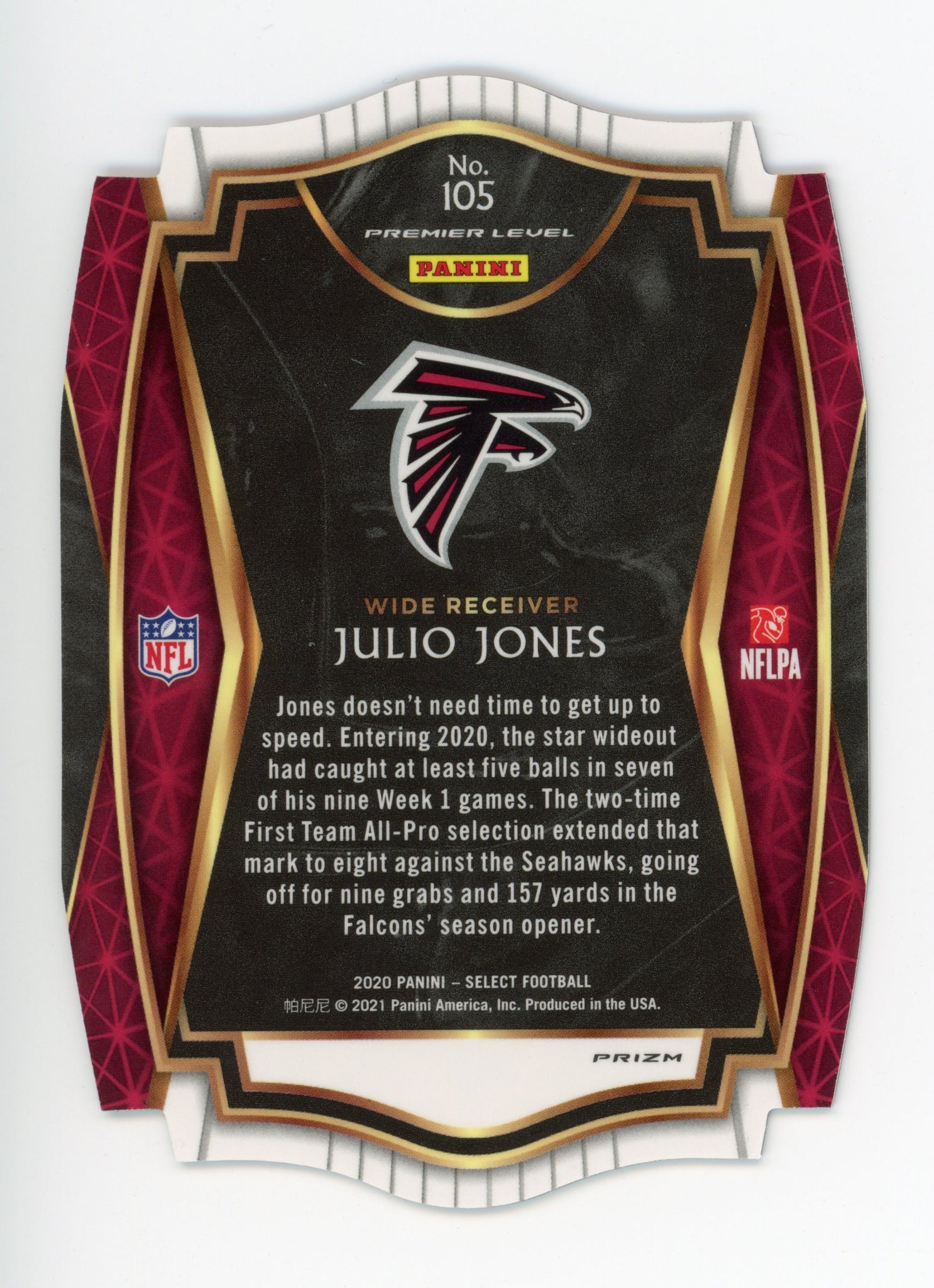 2020-2021 Julio Jones Tri Color Prizm Premier Level Atlanta Falcons #105