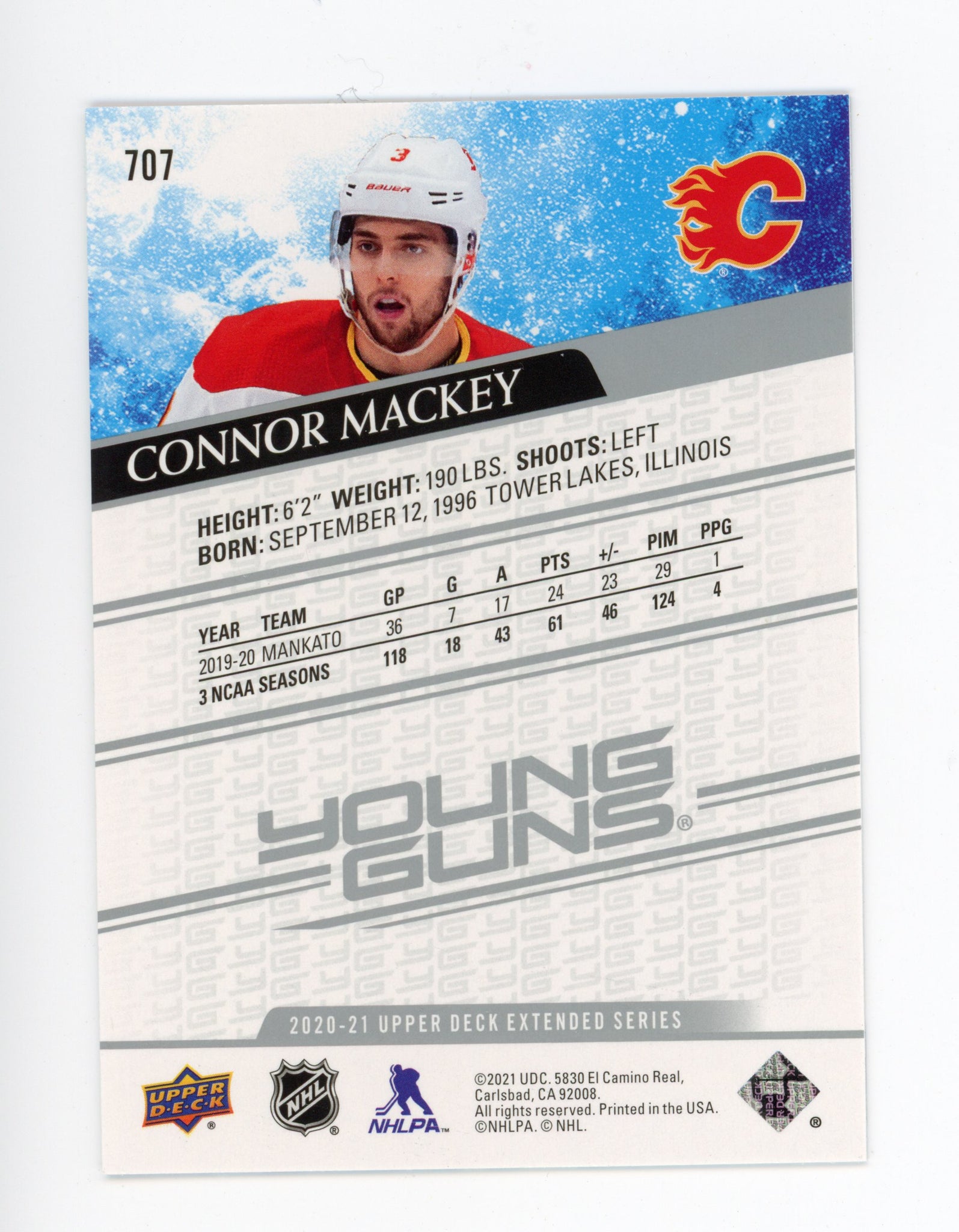 2020-2021 Connor Mackey Young Guns Upper Deck Calgary Flames # 707