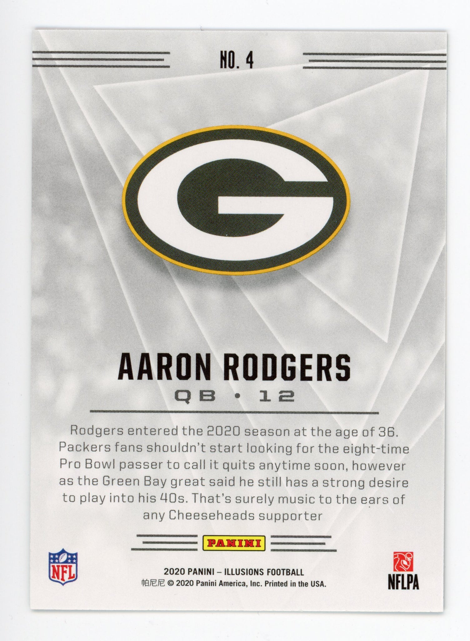 2020 Aaron Rodgers Orange Illusions Panini Green Bay Packers # 4