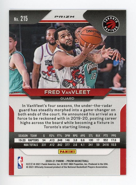 2020-2021 Fred Vanvleet Red, White And Blue Prizm Panini Toronto Raptors # 215