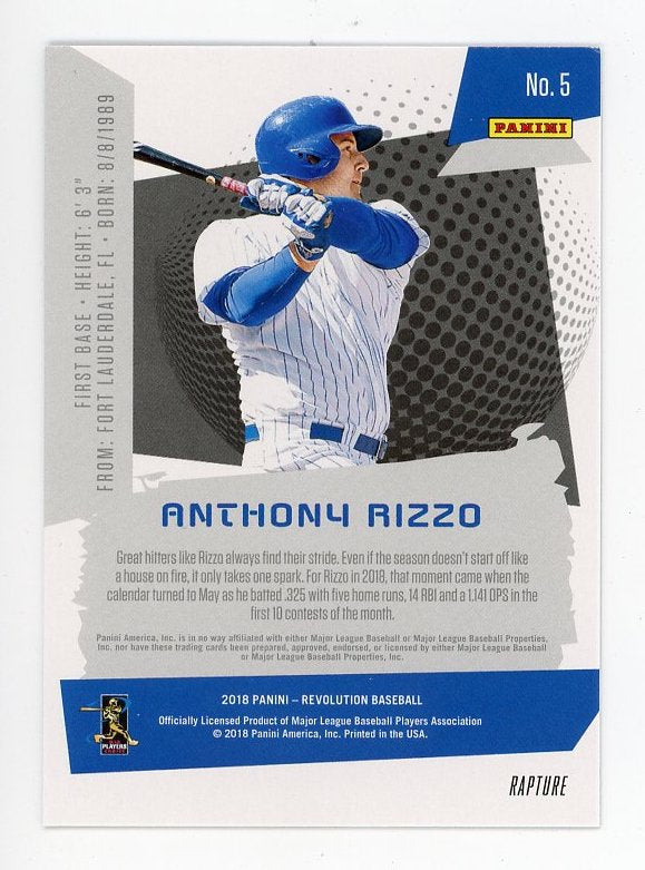 2018 Anthony Rizzo Rapture Revolution Panini Chicago Cubs #5
