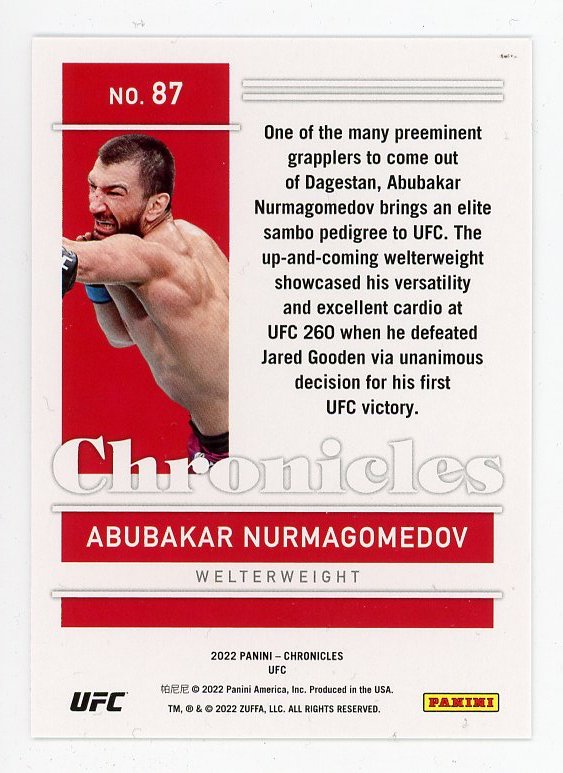 2022 Abubakar Nurmagomedov Rookie Chronicles # 87