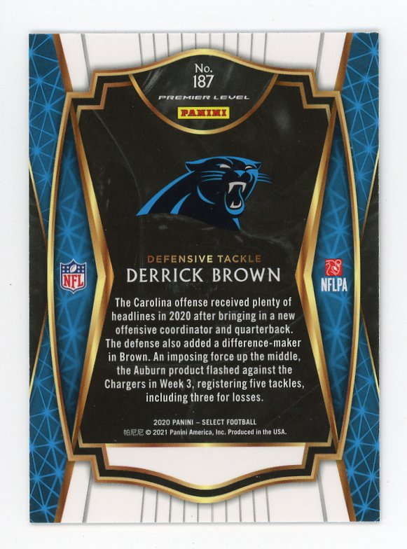 2020 Derrick Brown Rookie Premier Select Panini Carolina Panthers # 187